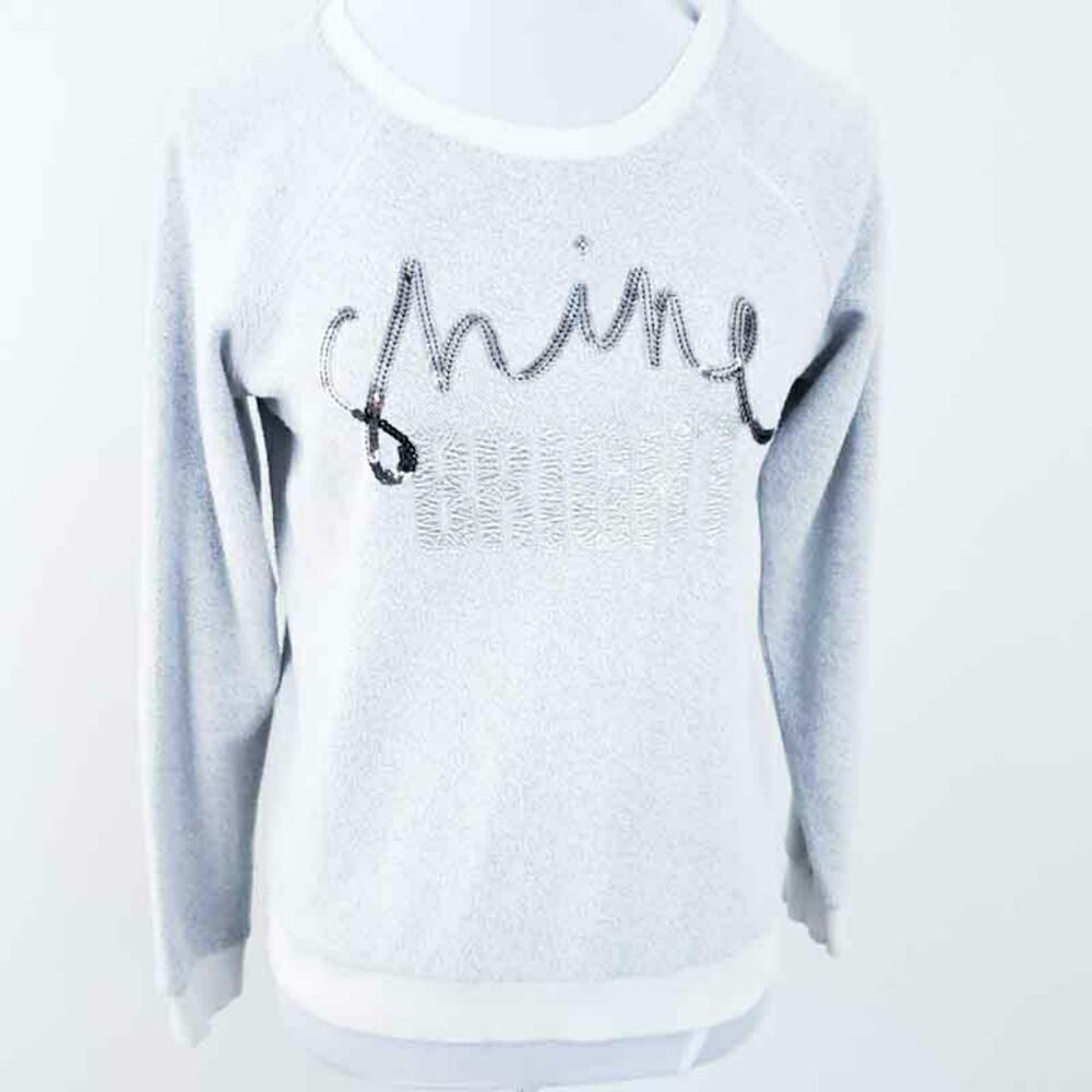 Shine Bright Sweatshirt Christmas Gray Sequin XS XSMALL Holiday Shirt Comfy